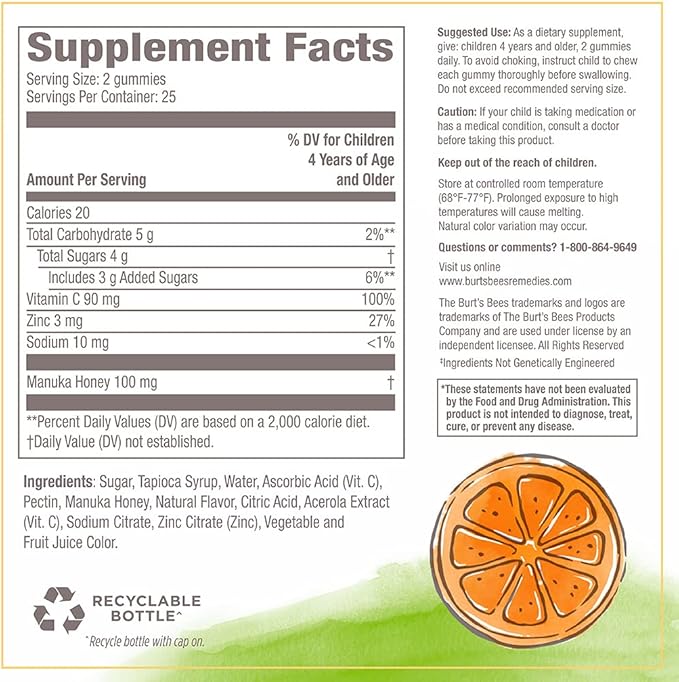 Burt's Bees Kids Immune Support Gummies: 50 Count