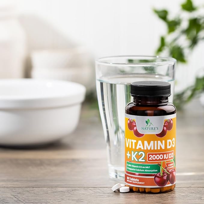 Vitamin D3 K2 as MK-7 2000iu of D3 & 75mcg K2, K2, Vitamin K2 D3 D3 Bone 60 Chewable
