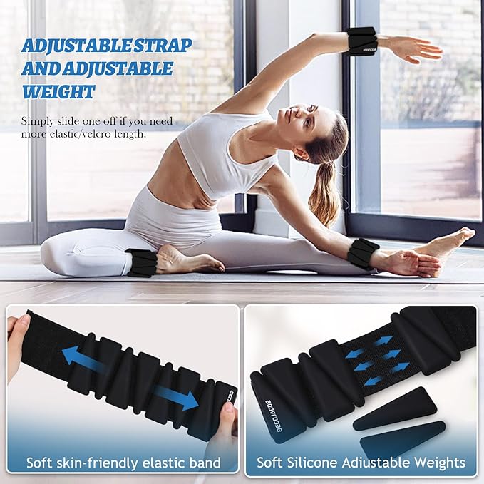 Ankle Weights Set of 2 (1 lb/2 lb/3 lb Each) Adjustable Wrist Weights for Women Men Wearable Arm Leg Weight for Pilates, Running, Walking, Workout, Yoga