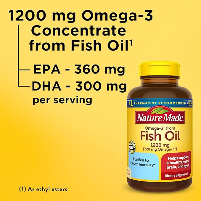 Nature Made Omega 3 Fish Oil 1200 mg, 3 Fish 3 Supplement 100 Softgels