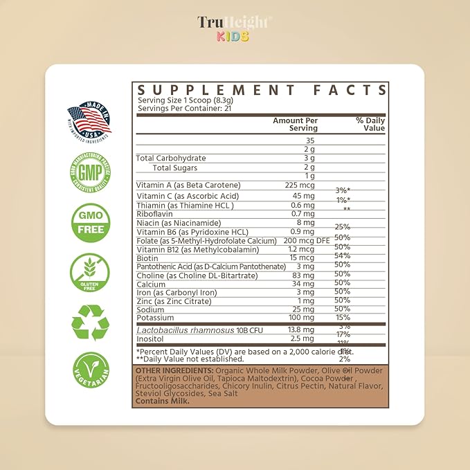 TruHeight Toddler Advanced Formula+ (Vanilla) 16 Vitamins Including C, D, Protein & Iron for 1, 2, 3 Years Old, Pediatric Endorsed Nutritional Drink, Toddler Complete Nutrition 12-36 Months