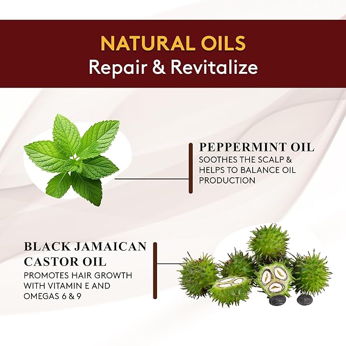 Okay Pure Naturals Black Jamaican Castor Oil - Castor Oil for Hair Growth, Moisture for Skin, Face, Scalp, Eyelashes, Eyebrows - Hair Oil for Men & Women - Peppermint, 4 oz Glass Bottle