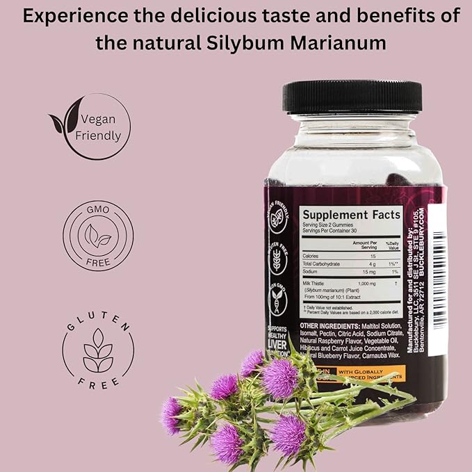 Sugar-Free Milk Thistle Gummies 1,000mg 60 Gummies