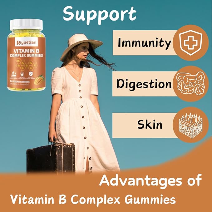 Vitamin B Complex Gummies with Biotin,Choline 60 Vegan