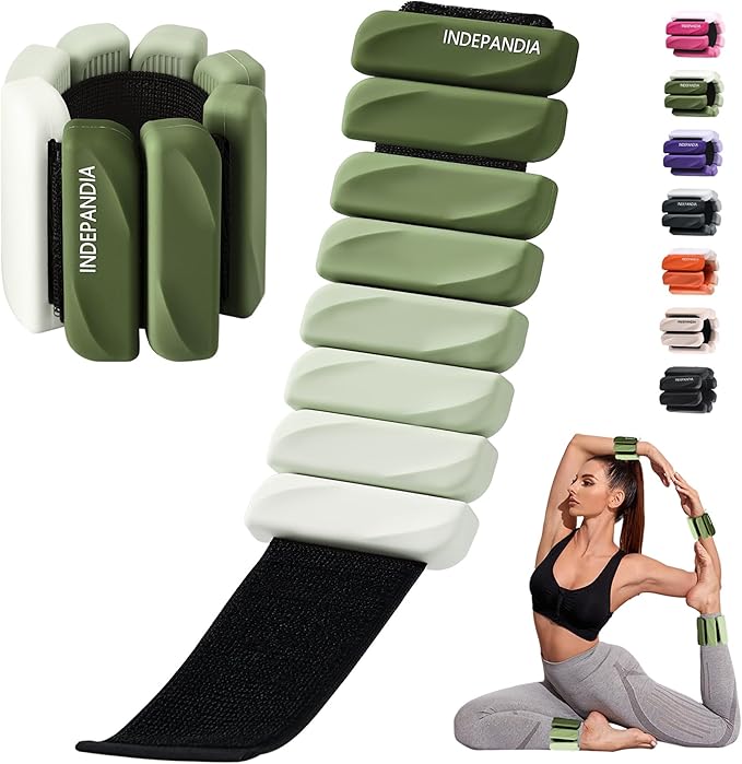 Adjustable Ankle & Wrist Weights for Women & Men, Set of 2 (1lb / 2lb Each), Silicone Weighted Bangles for Arm, Leg, Walking, Fitness, Yoga, Pilates Workout 24055