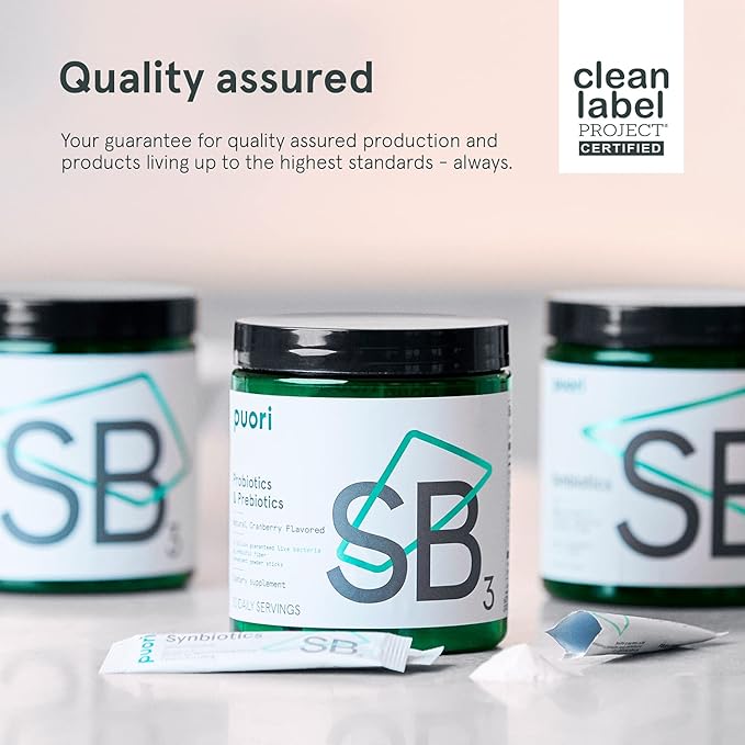 Puori Probiotics and Prebiotics Dietary Supplement 13 Billion 30 Servings 4g, Vitamin 200mg - SB3 Bifidobacterium,