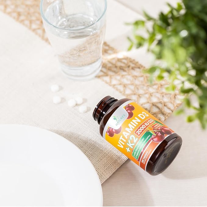Vitamin D3 K2 as MK-7 2000iu of D3 & 75mcg K2, K2, Vitamin K2 D3 D3 Bone 120 Chewable