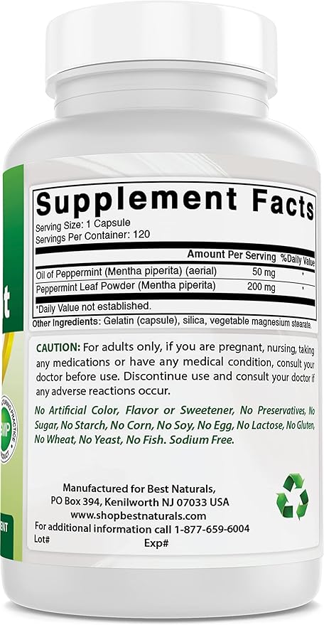 Best Naturals Peppermint Oil 250 mg 120 Capsules (120 Count 3))