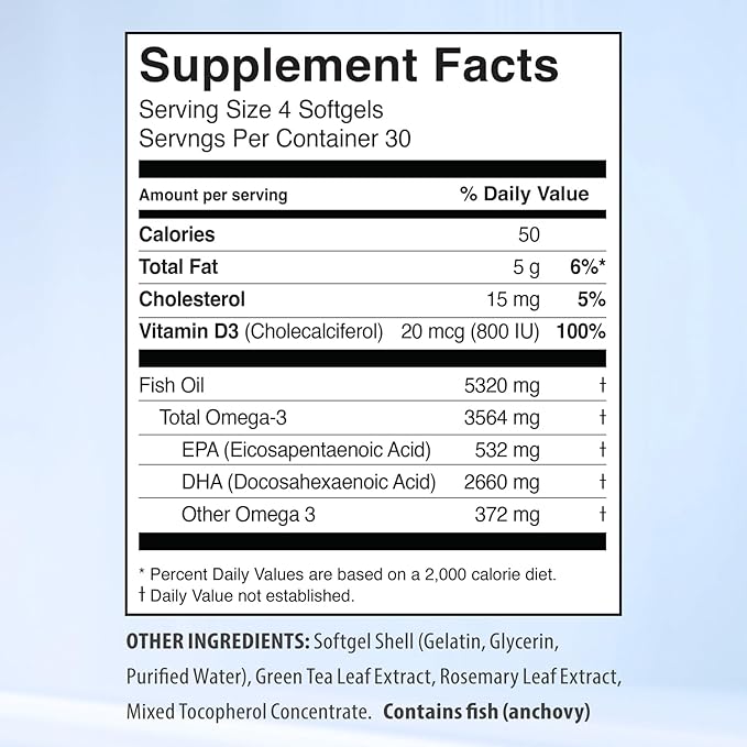 5X Ultimate Strength High DHA Omega-3 3560mg Omega 3 Fish 120 Softgel