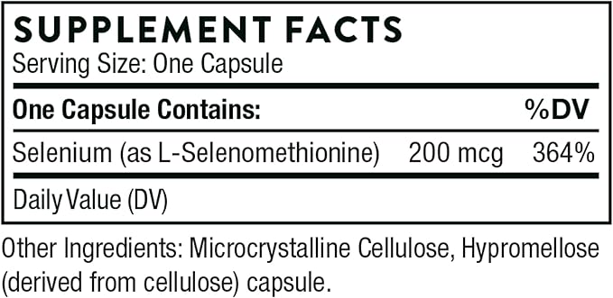 Thorne Selenium - 200 mcg Selenium 60 Capsules