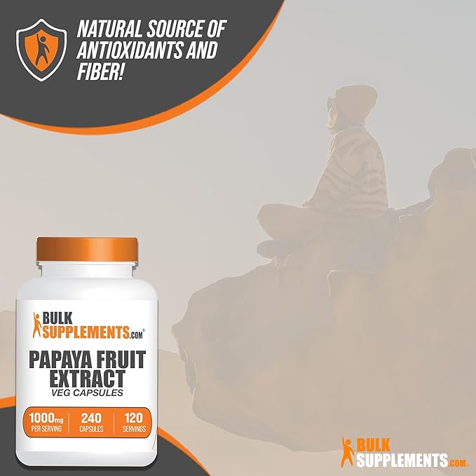 BulkSupplements.com Papaya Fruit Extract Capsules 2 Capsules 240 Veg 1
