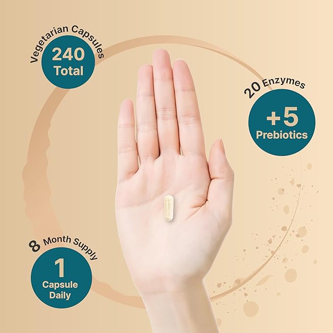 NatureBell Digestive Enzymes with Prebiotics 240 Veggie 20 Enzyme 5 Prebiotic