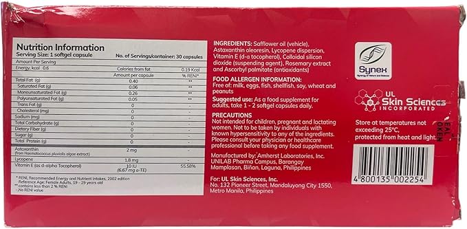 Myra Utimate Capsules: Astaxanthin, Lycopene and 30 Softgel