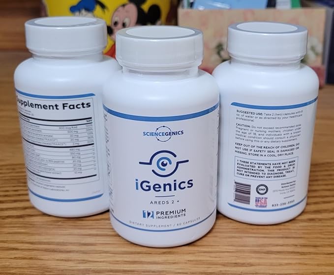 iGenics Premium Eye Vitamins with AREDs 2+ Formula 12 Natural, (1 Bottle)