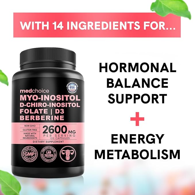 MEDCHOICE 4-in-1 Inositol Supplement - 40:1 Myo and D-Chiro Inositol for Energy, Metabolism, Ovarian and Hormone Support for Women (240ct)