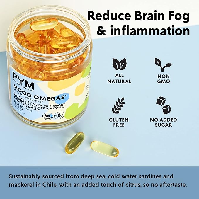 Omega-3 Supplement by PYM for Mood (60 Count) Omega-3 Fatty