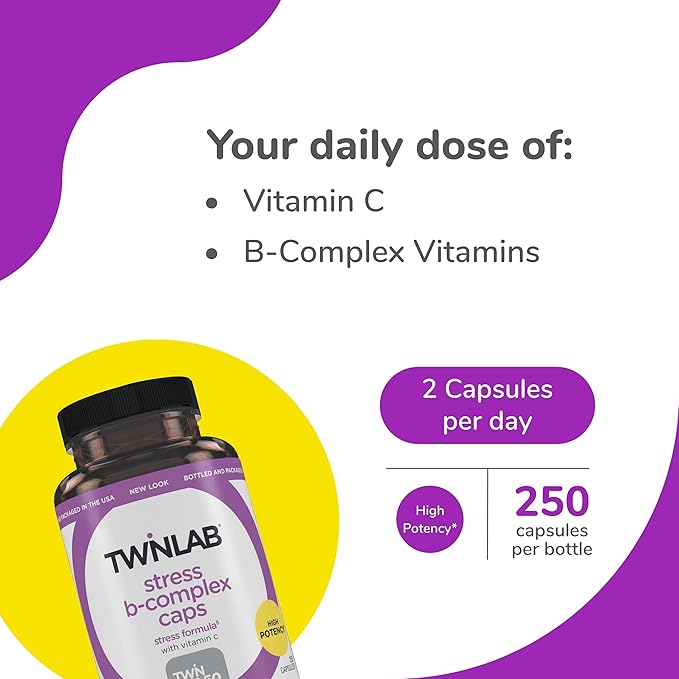 Twinlab Stress B-Complex Caps B12 and B6-250 Capsules