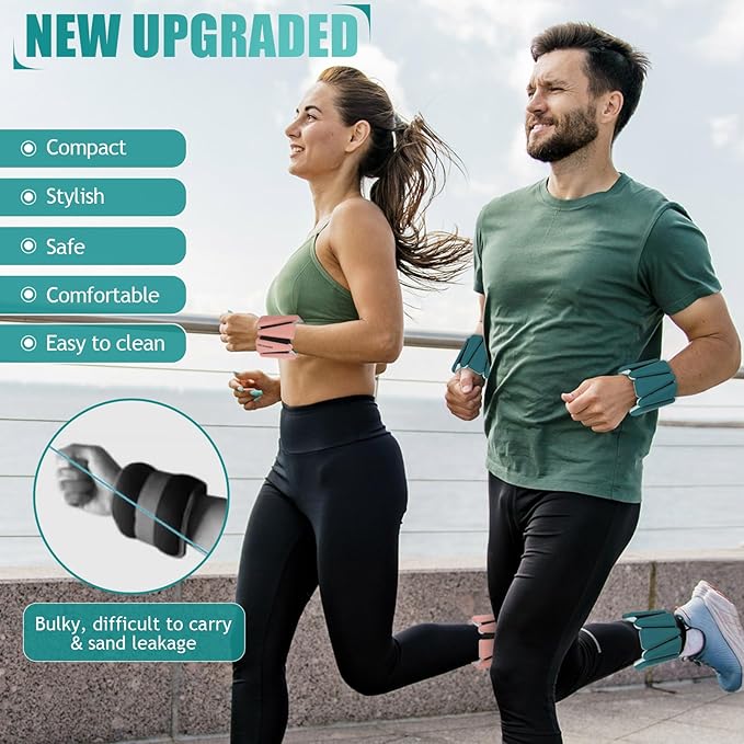 Ankle Weights Set of 2 (1 lb/2 lb/3 lb Each) Adjustable Wrist Weights for Women Men Wearable Arm Leg Weight for Pilates, Running, Walking, Workout, Yoga