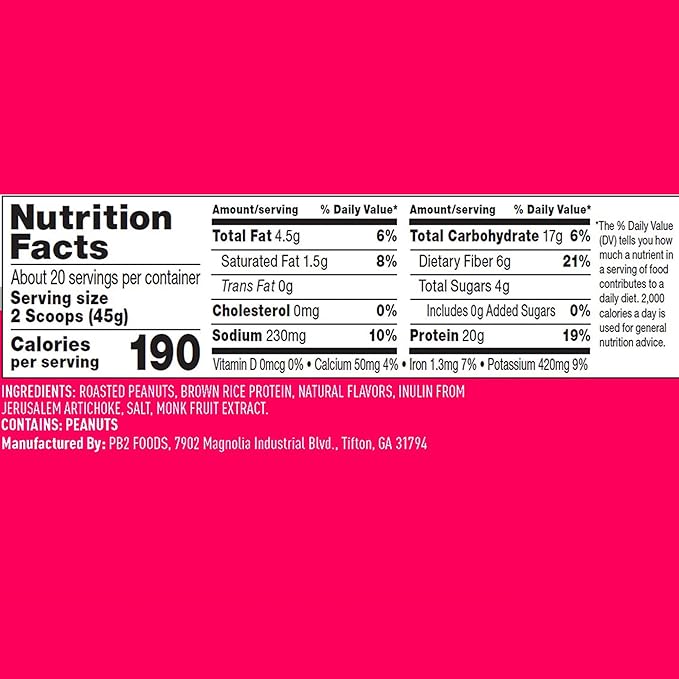 PB2 Performance Peanut Protein Powder [2 lb/32 lb/32 oz 20g of