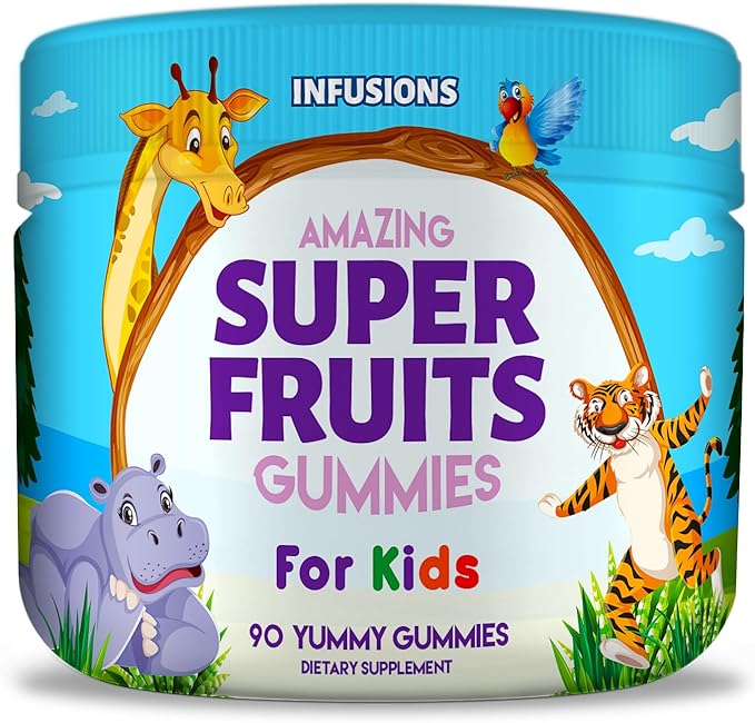 Infusions Super Fruit and Super Green Gummies for Kids 180 Count - Superfood Blend Soft and Delicious Gluten Free Non-GMO