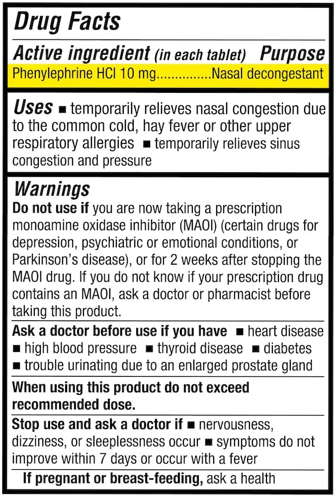 Puregen Labs Nasal Decongestant PE 100 Tablets 10 mg (1)