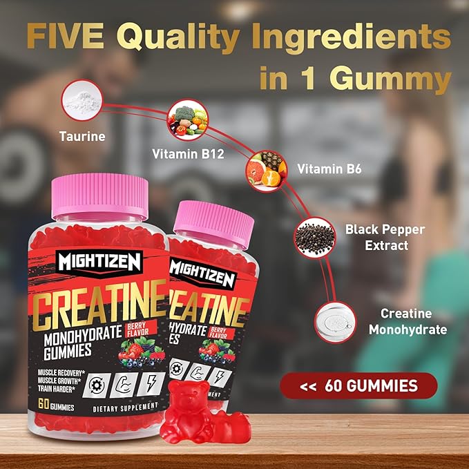 Creatine Monohydrate Gummies Complex 5000mg B12 for 5 Pack)