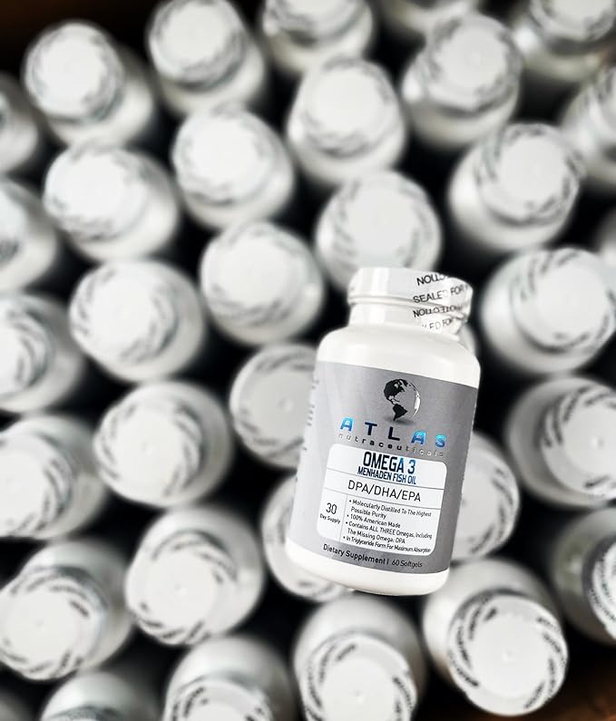 Atlas Nutraceuticals-Atlantic Caught Menhaden Fish Oil-Lab 3-2400mg, Burpless, DPA/DHA/EPA-60 Softgels (1)