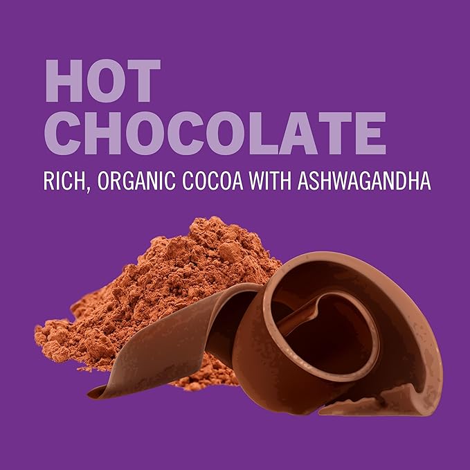 OM MUSHROOM SUPERFOOD Hot Chocolate Blend Mushroom Powder, 8.47 Ounce Canister, 30 Servings, Cocoa, 2g of Sugar, 25 Calories, Lion's Mane, Reishi, Chaga, Turkey Tail, Focus and Stress Support