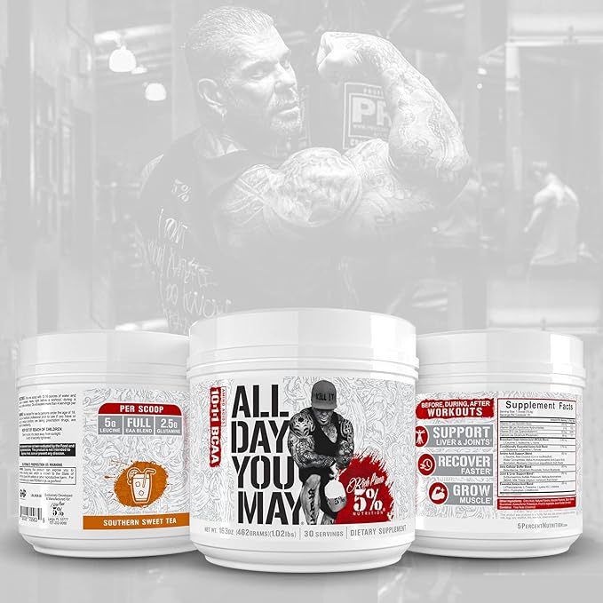 5% Nutrition Rich Piana AllDayYouMay BCAA Powder 16.3 oz, 30 Servings
