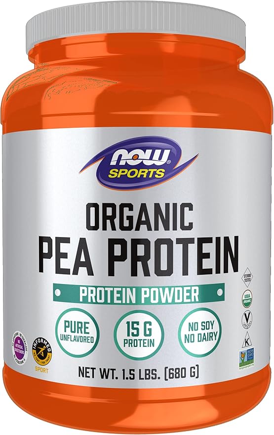NOW Sports Nutrition, Certified Organic Pea 15 Grams, 1.5-Pound