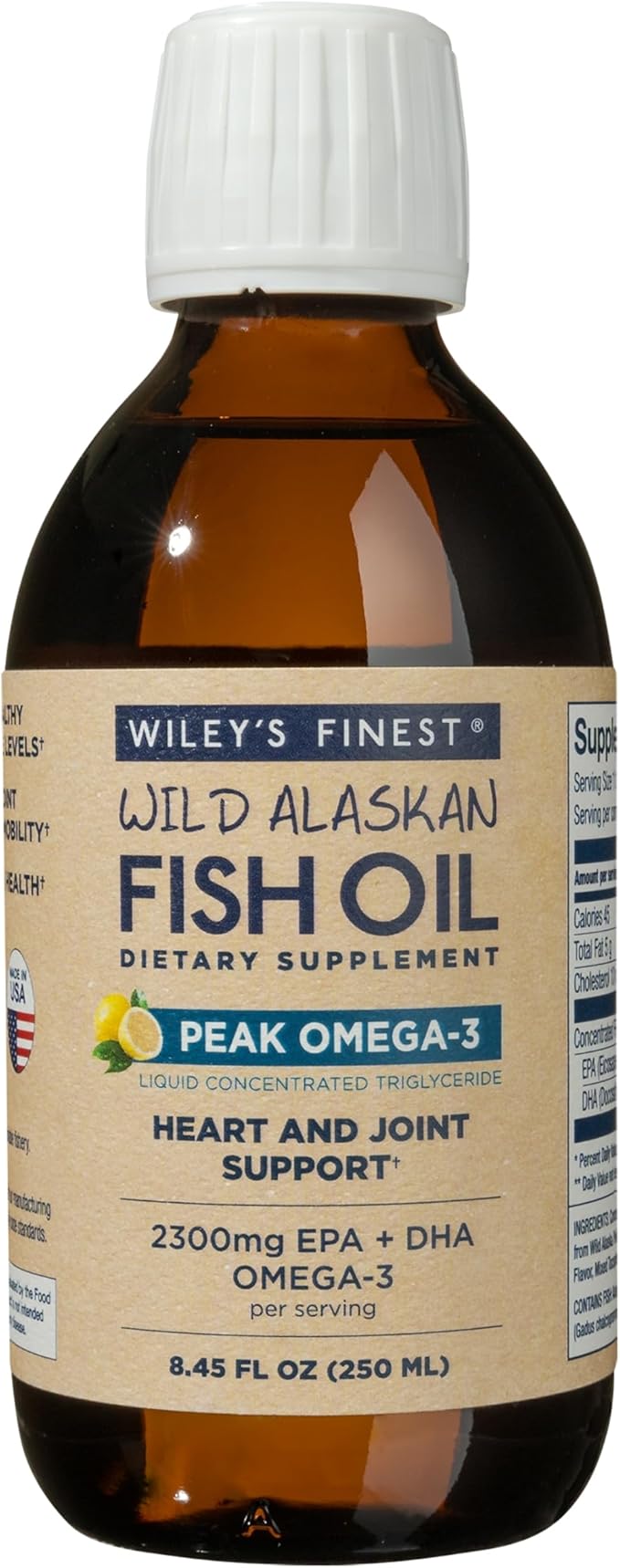 Wiley's Finest Wild Alaskan Fish Oil Omega-3 Liquid 2300mg EPA Omega-3s - 8.45 Oz (50 Servings)
