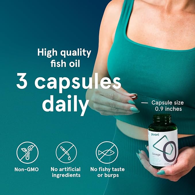 Puori Omega 3 Fish Oil 2000mg - 120 Softgels O3 - 2000mg EPA 1250mg DHA 500mg