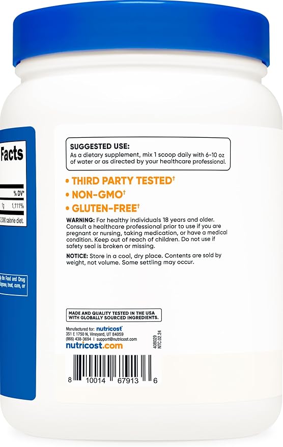 Nutricost Ascorbic Acid Powder (Vitamin C) 2 LBS