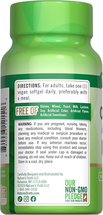 Nature's Truth Vegan Omega 3 Supplement 60 Softgels