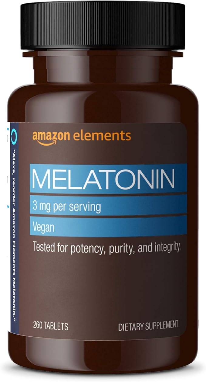 Amazon Elements Melatonin 3mg, Helps 260 Tablets, 8 month