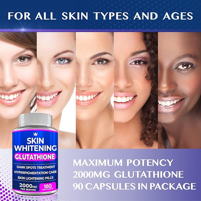 Glutathione Whitening Pills 180 Capsules 2000mg Glutathione