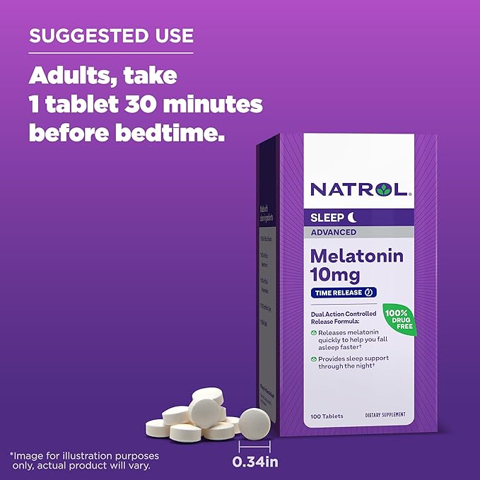 Natrol Advanced Sleep Melatonin 10mg, Dietary 100 Time-Release 100 Day