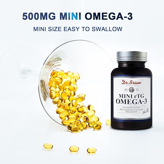 Dr.Brian Fish Oil Supplement 130 softgel, 3 Fish 500mg rTG Omega-3 Support