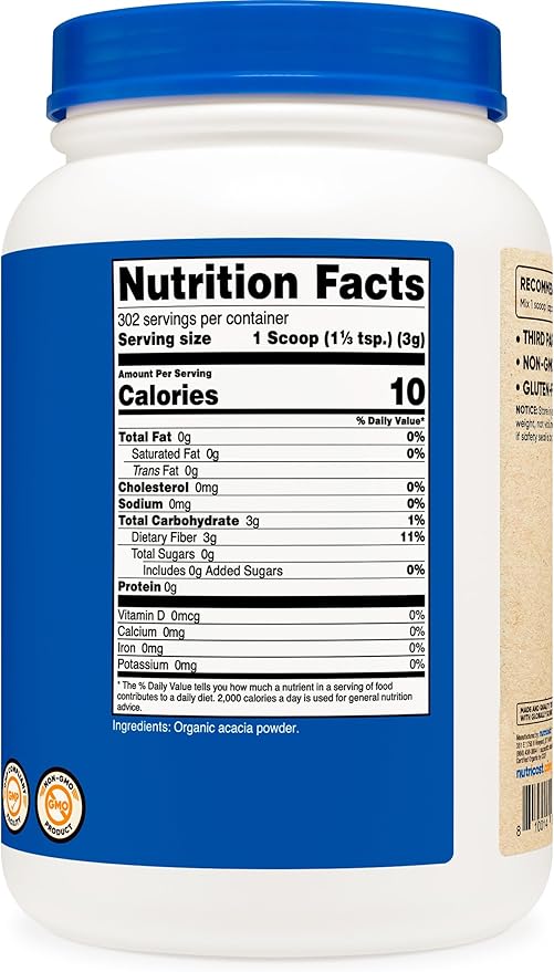 Nutricost Organic Acacia Fiber Powder (2 LB)