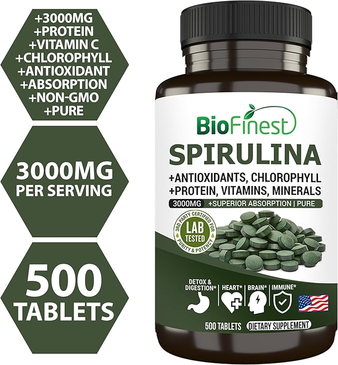 Spirulina 3000mg Supplement (500 Tablets)
