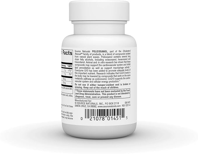 Source Natruals Policosanol with Coenzyme Q10, 10 Mg 30 Tablets