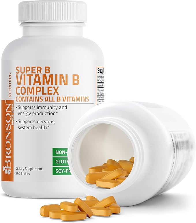Bronson Vitamin B Complex (Vitamin B1, B2, B3, B3, B6, B6, B9 B9 - B12), 250 250 Tablets