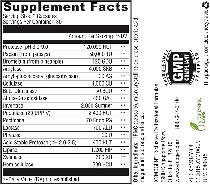 XYMOGEN XymoZyme - Vegan Digestive Enzymes (60 Capsules)