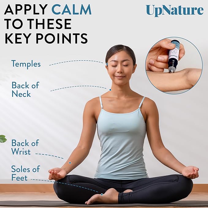 UpNature Calm Essential Oil Roll On - 100% Natural Stress Relief Aromatherapy - Self Care Gifts for Women & Men