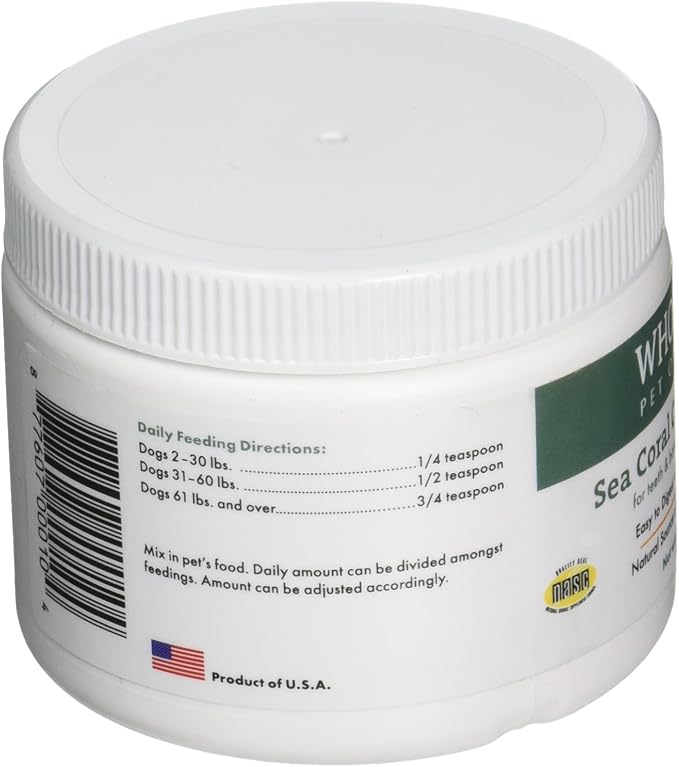 Wholistic Pet Organics Sea Coral: Organic Sea Coral Calcium Dog Supplement - Natural Source of Calcium for Dogs Teeth and Bone Health - Vitamins for Dogs - Made in USA