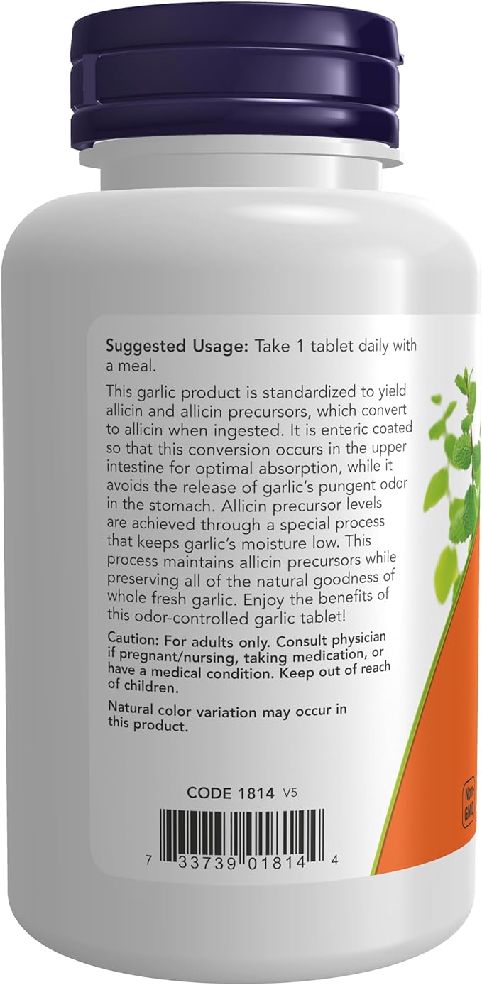 NOW Supplements, Garlic 5,000 (Allium sativum), 90 Tablets
