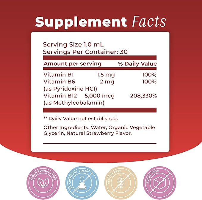 Vitamin B12 Sublingual Liquid Drops (5000 B1 & B6 in