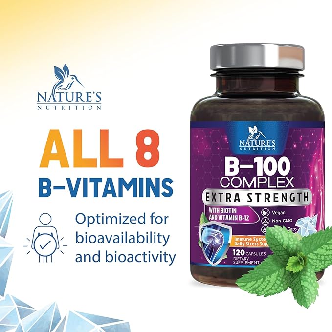 B Complex Vitamins with Vitamin B1 B2 B3 B3 B6 B6 B12 B12 B100 B100 C 120 Vegan