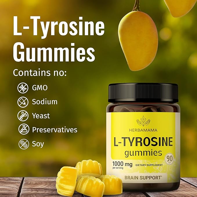 HERBAMAMA L Tyrosine Gummies 1000 mg 90 Chews