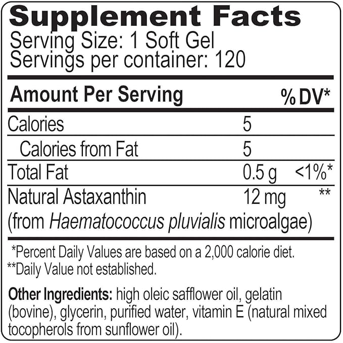 BioAstin Astaxanthin 12mg, 120ct 100% Hawaiian